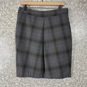 The Limited Purple Plaid Box Pleated Pencil Skirt - Size Medium - Side Zipper